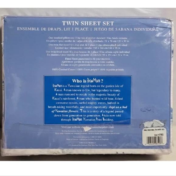 RARE DEAN MILLER SURF BEDDING BALI  Twin  Sheet Set  100% COMBED COTTON  NEW - Picture 12 of 13
